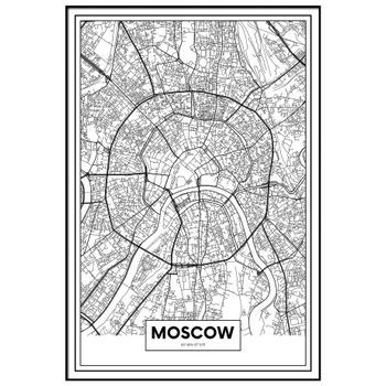 Panorama Cuadro Metacrilato Enmarcado Mapa De Ciudad Moscú 70x100 Cm