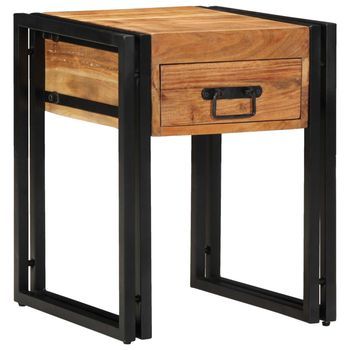 Vidaxl Mesa Auxiliar Con Cajón 40 X 40 X 50 Cm Madera De Acacia Sólida