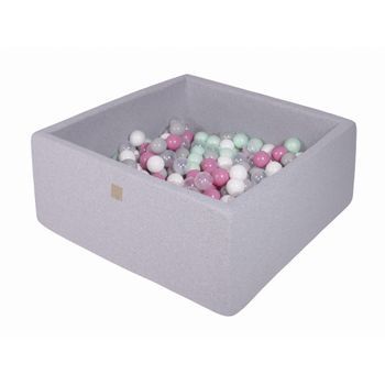 Meowbaby Piscina De Bolas, Cuadrada Seca Para Niños, Gris Claro : Transparente/gris/blanco/rosa Claro/menta, 200 Pcs, 90x90x40cm