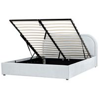 cama moderna con almacenaje de chenilla azul claro 160 x 200 cm quillien