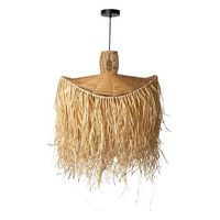 lampara colgante de rafia natural con flecos o60cm estilo boho mediterraneo pantalla artesanal para salon y comedor