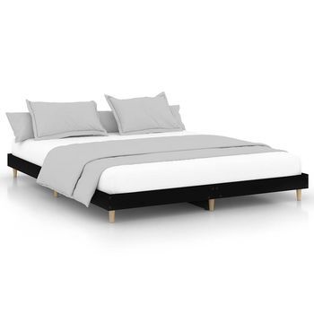 Estructura De Cama Madera Contrachapada Negra 120x200 Cm