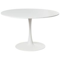 mesa de comedor redonda minimalista con tablero de mdf blanco de o 120 cm y base de metal boca