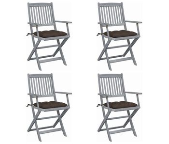 Sillas de jardin plegables 4 unidades cojines madera maciza acacia