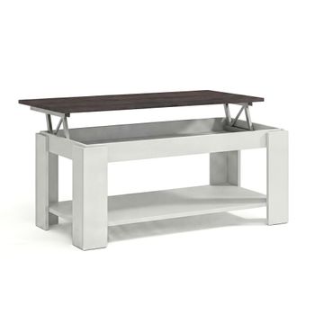 Mesa de centro elevable con almacenaje 102x43-54 cm blanco óxido
