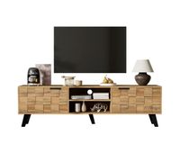 mueble tv moderno - con 2 puertas y 2 compartimentos abiertos - natural