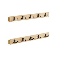 colgador de pared con estante y 5 ganchos de metal beige natural  2