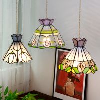 lampara colgante europea para bar restaurante creativa rural dormitorio balcon accesorio de luz retro candelabro de cristal colorido para interiores candelabro de cristal colorido retro