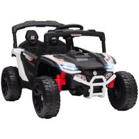 aiyaplay coche electrico infantil utv para ninos 12v con 2 motores control remoto 24g suspension trasera faros musica blanco   aosom espana