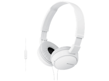 Auriculares - Sony MDR-ZX110AP, Con cable, micrófono, 12 Hz- 22kHz, 98 dB, De diadema, Supra-aural, Blanco