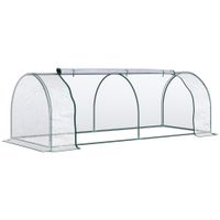 outsunny mini invernadero 250x100x80 cm para jardin terraza cultivo de plantas tipo tunel con marco de acero y cubierta plastico   aosom espana