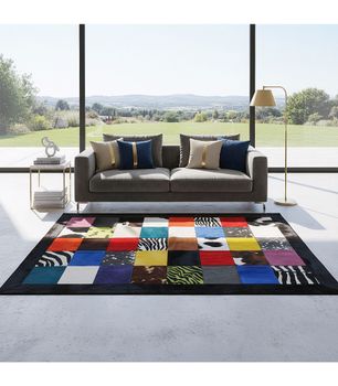 Alfombra Piel Patchwork Multy Colores 20x20 cm