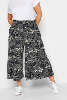 Yours Culottes Azules De Hojas, Mujer Curvy Y Tallas Grandes, Yours