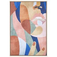 lienzo cuadro de pared 93 x 63 cm marco mdf sintetico abstracto geometrico multicolor bitetto
