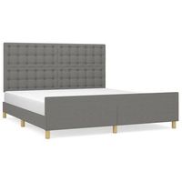 estructura de cama con cabecero tela gris oscuro 180x200 cm vidaxl