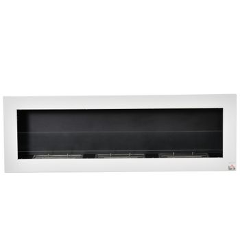 HOMCOM chimenea bioetanol quemador bioetanol 3 fuegos 1L 3h tiempo de combustión 2000W sin humo de pared acero vidrio templado blanco 120 x 15 x 40 cm   Aosom España