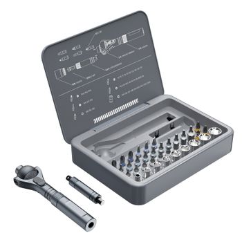 VMAN-Juego de destornilladores de trinquete multifunción 40 en 1, Mini Kit de herramientas de reparación con puntas magnéticas múltiples, herramienta doméstica para PC y Iphone, Etc.