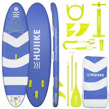 Tabla Paddle Surf Hinchable Con Accesorios, Huiike | Sup Con Remo, Quillas, Inflador, Azul, 10´