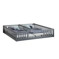cama infantil 90x200 cm barandilla de seguridad somier de laminas madera de pino color gris sin colchon