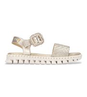 carmela para mujer 16326601-oro sandalias de piel 163266 dorado 39 plano hebilla casual