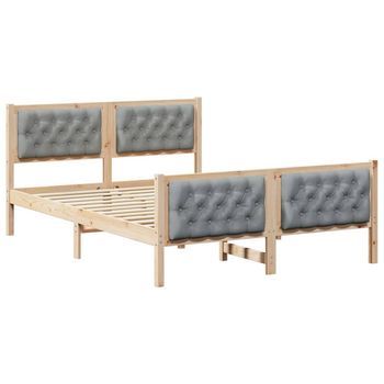 Estructura De Cama Con Cabecera Gris Claro 140 X 190 Cm Vidaxl