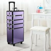 maletin de maquillaje de aluminio abs homcom 335x23x955 cm purpura