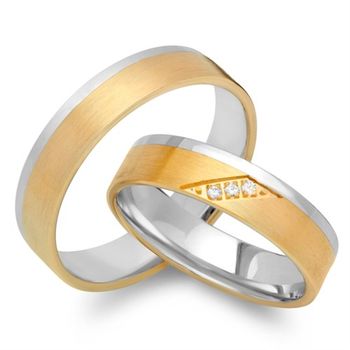 Alianzas 14 quilates oro amarillo-blanco 3 diamantes
