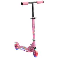 homcom patinete infantil plegable con luces musica altura ajustable ruedas brillantes pedal led carga 50kg 67x32x65-78cm rosa   aosom espana