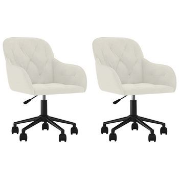 Pack 2 Uds Sillas De Comedor | Silla De Cocina | Mueble De Comedor Giratorias Terciopelo Crema