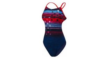 Traje de bano de 1 pieza tyr liberty cutoutfit azul   rojo