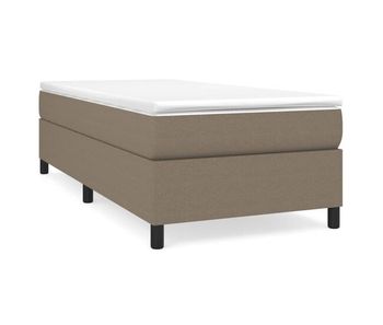 Cama box spring con colchón tela gris taupe 100x200 cm