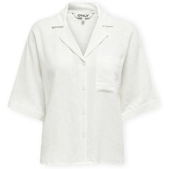 Only Camisa Noos Bruxelles Linen Shirt - Bright White para mujer