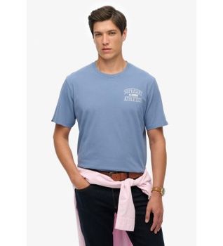 Superdry para hombre. M1012176A Camiseta Athletic Essential azul (S), Casual, Algodón, Manga corta