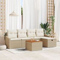 conjunto de sofa de jardin de 6 piezas con cojines beige ratan poli v7645 unico  beige