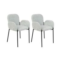 conjunto de 2 sillas de comedor retro vintage tejido tapizado de poliester con reposabrazos verde menta albee