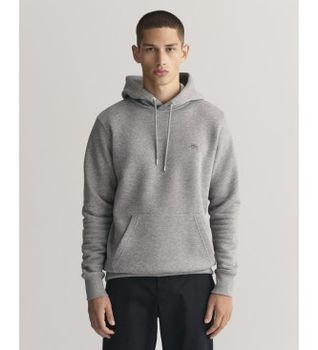 Gant para hombre. 2007058 Sudadera con capucha escudo gris (L), Casual, Algodón, Manga larga