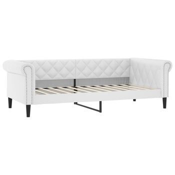 Sofá Cama | Cama Para Adulto | Sofá Convertible Cuero Sintético Blanco 100x200 Cm