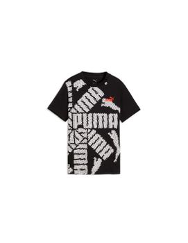 Camiseta Puma Ess Logo Lab Brand , Black, Niño