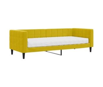 Sofá cama - sofá convertible con colchón terciopelo amarillo 80x200 cm