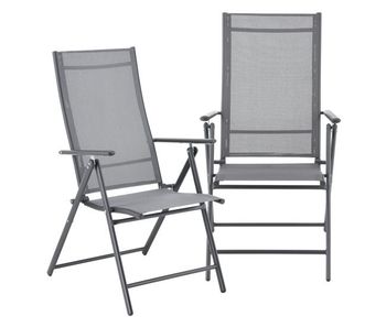 Set de 2 sillas de jardín exterior kalamata plegables 105 x 57 x 68 cm - gris claro [en.casa]