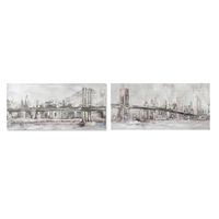 cuadro dkd home decor lienzo new york 2 pcs 150 x 38 x 70 cm