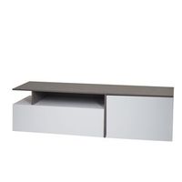 mueble para tv con dos grandes compartimentos de almacenamiento con puertas 45x161x40 cm mdf aspecto cemento blanco 040007855