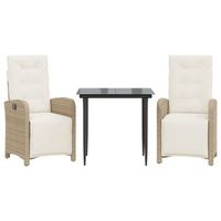 sillas y mesita de jardin 3 piezas ratan sintetico cojin beige vidaxl