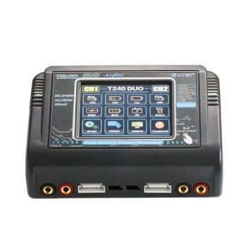 Cargador de equilibrio de batería de doble canal AC 150W DC 240W 10A con pantalla táctil HTRC T240 DUO