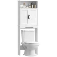armario sobre inodoro de bano de mdf con 2 puertas de cierre suave homcom 64 x 21 x 1735 cm r blanco