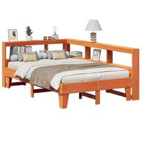 cama matrimonial  cama para adultos  cama con estanteria sin colchon madera maciza marron 120x200cm cfw4342259