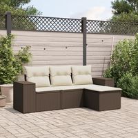 set de sofas de jardin 4 uds  juego de muebles de jardin y cojines ratan sintetico marron cfw31247