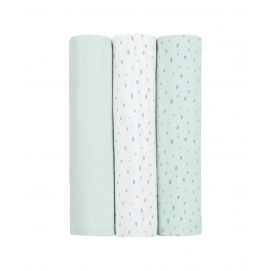 Juego de pañales de muselina 3 uds 100x100 cm Dots Azul