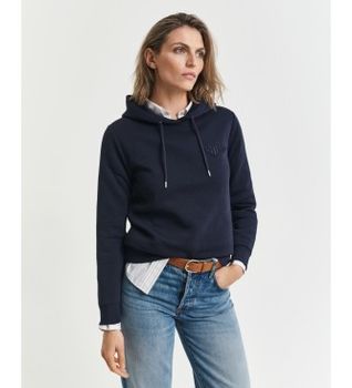 Gant para mujer. 4202587 Sudadera con capucha Tonal Shield marino (XS), Casual, Algodón