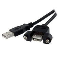startechcom cable alargador de 30cm usb 20 para montar empotrar en panel - extensor macho a hembra usb a - negro